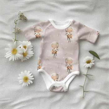 Eigenproduktion Baumwolljersey Mädchen mit ihrem Otter auf Altrosa